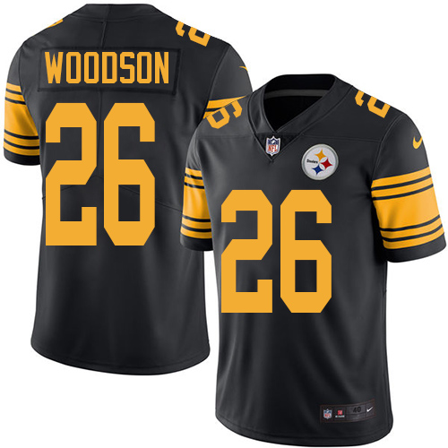 Men's Elite Rod Woodson Nike Jersey Black - #26 Rush NFL Pittsburgh Steelers